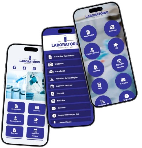 Aplicativo S_Line - Telas do app para laboratórios
